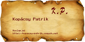Kopácsy Patrik névjegykártya