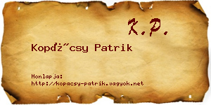 Kopácsy Patrik névjegykártya